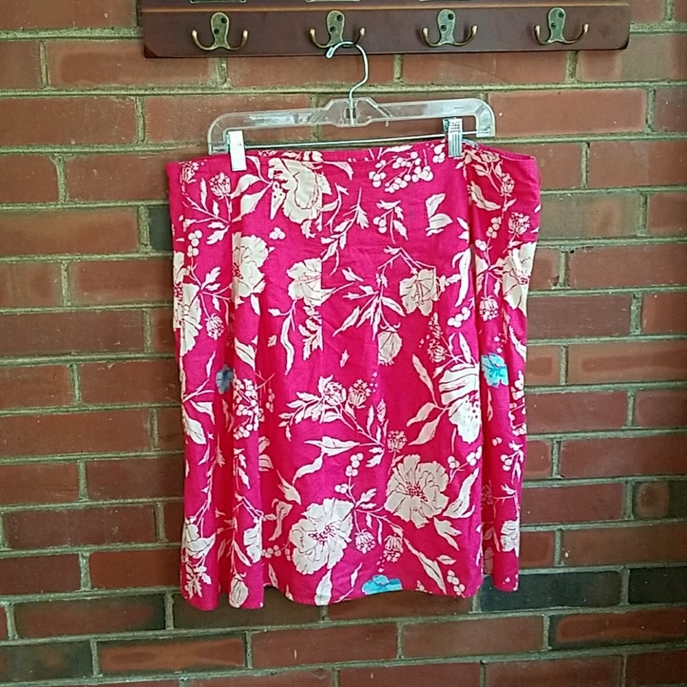 Old Navy, pink floral skirt, size 16.